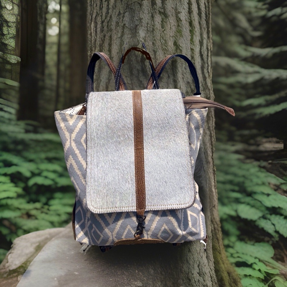 MYRA BAG Premium Real Hair Leather Canvas
HandCrafted Backpack Women Teens